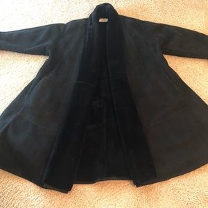 Donna Karen Suede and Fur Swing Coat Size Medium